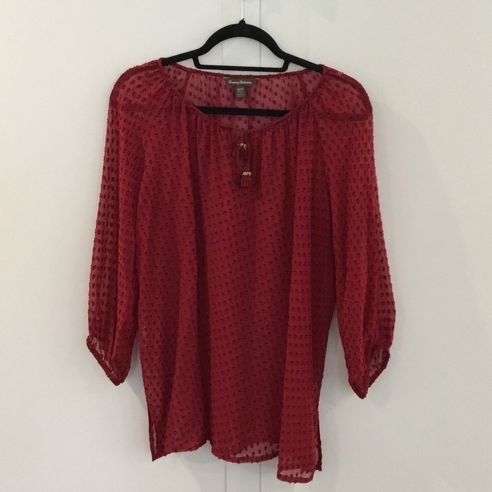 (2) N - Tommy Bahama, Red Blouse Size M